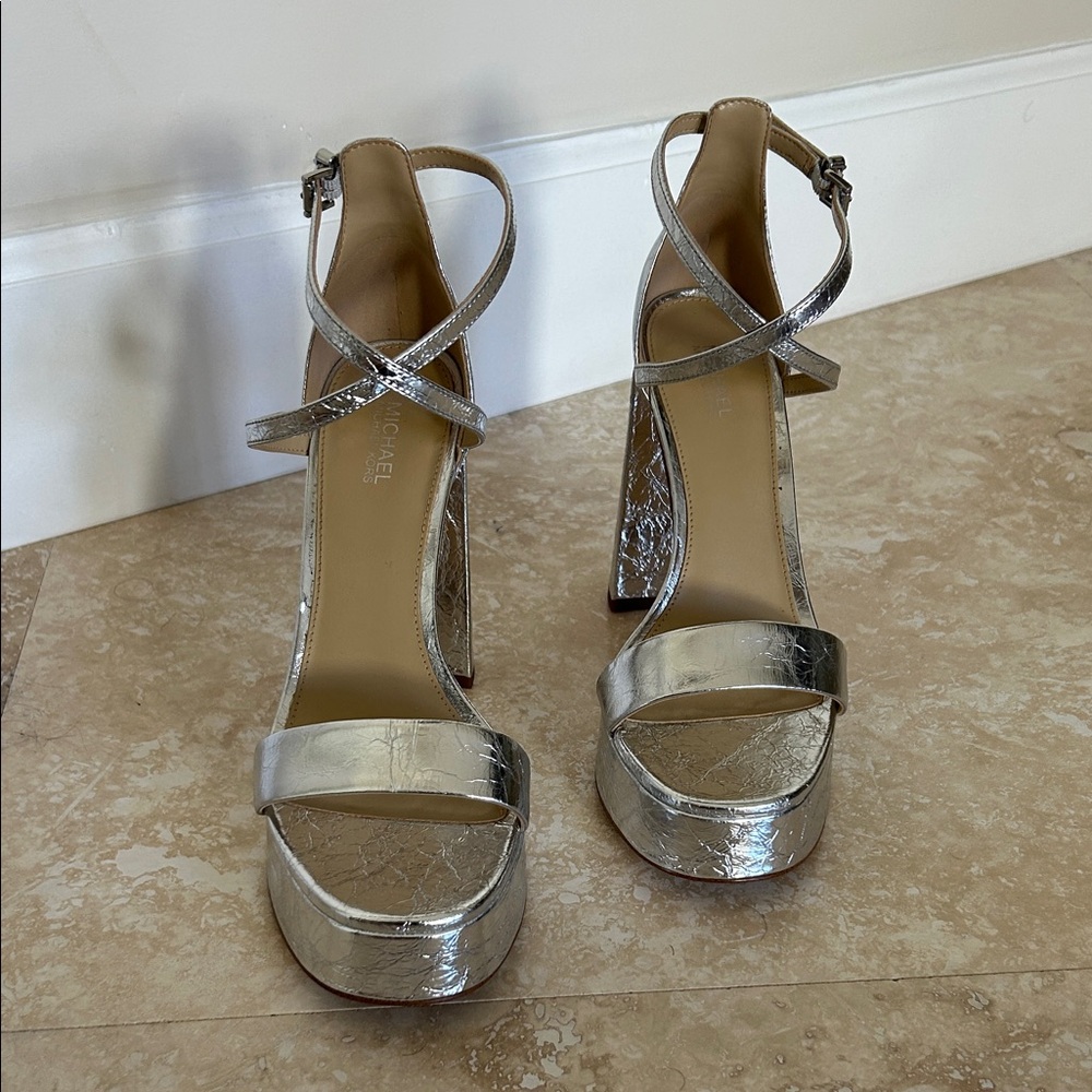Michael Kors Silver Strappy Women's platform heels